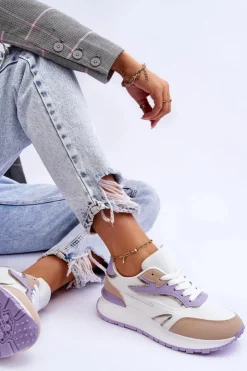Boto Buty Sportowe Na Platformie|Sneakersy Damskie*Damskie Buty Sportowe Na Platformie Biało-Fioletowe Henley