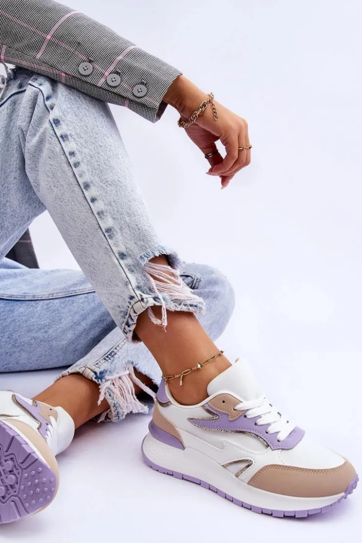 Boto Buty Sportowe Na Platformie|Sneakersy Damskie*Damskie Buty Sportowe Na Platformie Biało-Fioletowe Henley