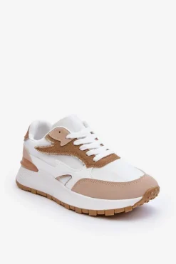 Outlet Boto Damskie Buty Sportowe Na Platformie Biało-Beżowe Henley