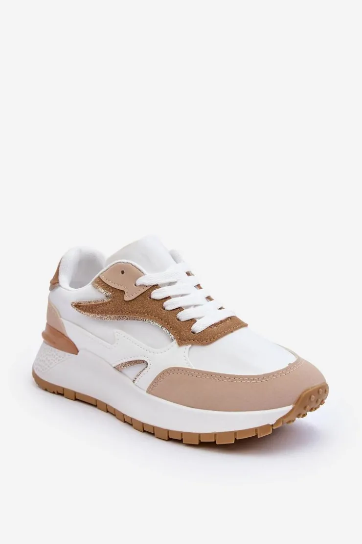 Outlet Boto Damskie Buty Sportowe Na Platformie Biało-Beżowe Henley