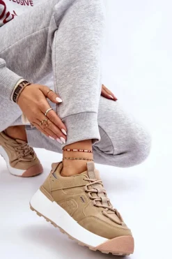 Boto Buty Sportowe Na Platformie|Sneakersy Damskie*Damskie Buty Sportowe Na Platformie Beżowe Dakari