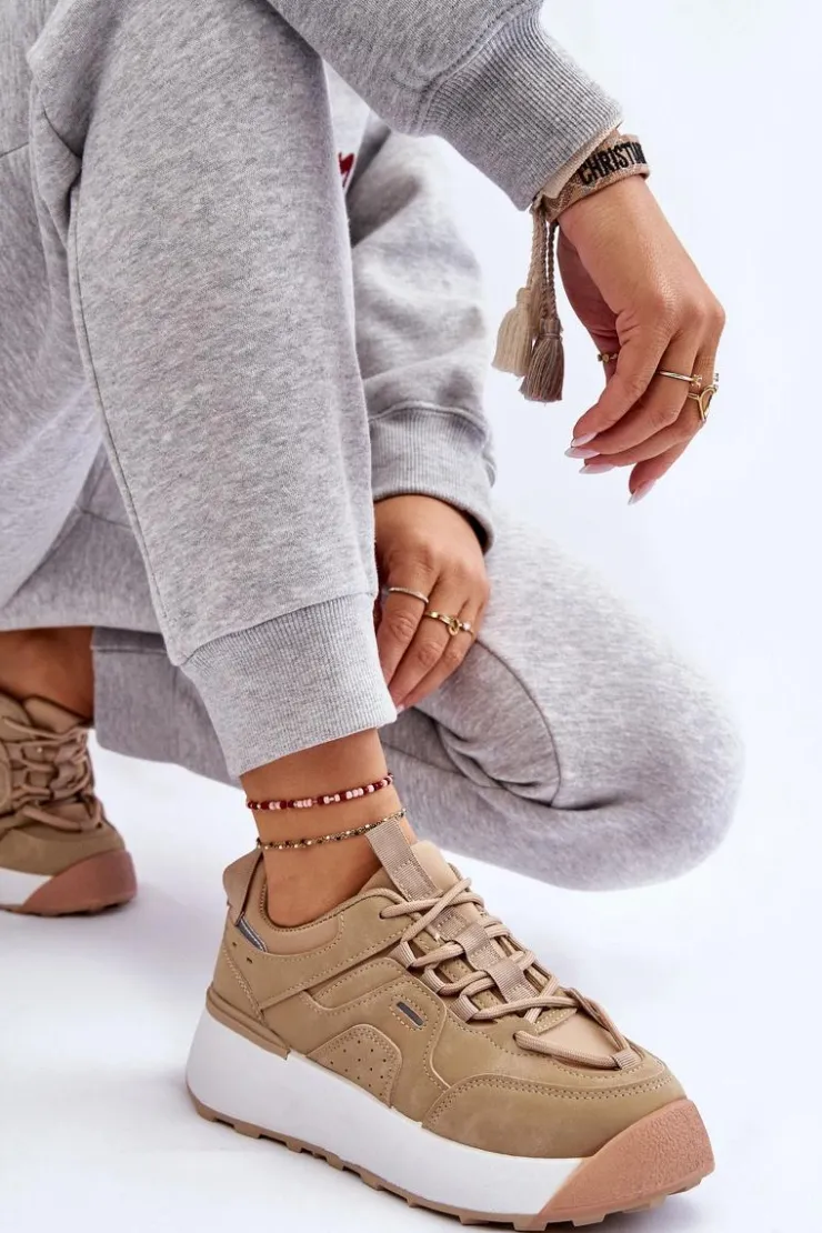 Boto Buty Sportowe Na Platformie|Sneakersy Damskie*Damskie Buty Sportowe Na Platformie Beżowe Dakari