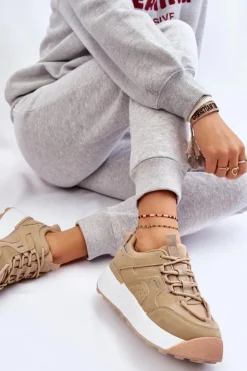 Boto Buty Sportowe Na Platformie|Sneakersy Damskie*Damskie Buty Sportowe Na Platformie Beżowe Dakari