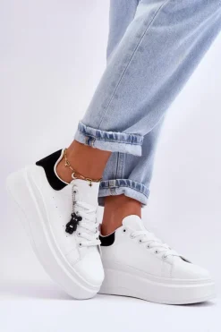 Boto Sneakersy Damskie*Damskie Buty Sportowe Na Masywnej Platformie Biało-Czarne Mariell