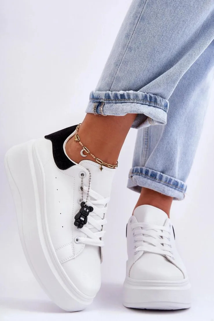 Boto Sneakersy Damskie*Damskie Buty Sportowe Na Masywnej Platformie Biało-Czarne Mariell