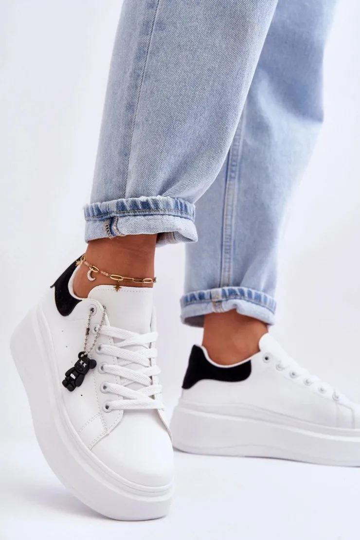 Boto Sneakersy Damskie*Damskie Buty Sportowe Na Masywnej Platformie Biało-Czarne Mariell
