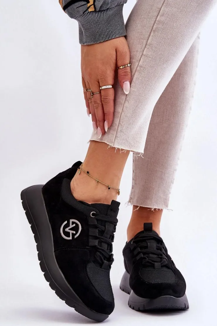 Damskie Buty damskie Vinceza Damskie Buty Sportowe Na Platformie Czarne Aisha