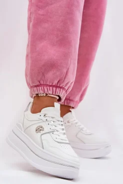 Damskie Boto Damskie Buty Sportowe Na Platformie Białe Caldeno