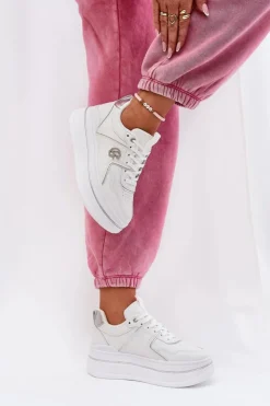 Damskie Boto Damskie Buty Sportowe Na Platformie Białe Caldeno