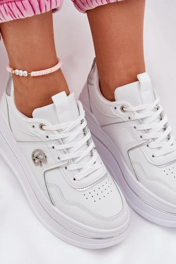 Damskie Boto Damskie Buty Sportowe Na Platformie Białe Caldeno