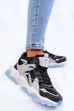 Damskie Big Star Shoes Damskie Buty Sportowe Na Masywnej Platformie Big Star KK274386 Czarno-Szare