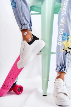 Damskie Boto Damskie Buty Sportowe Na Platformie Biało-Czarne Eliso