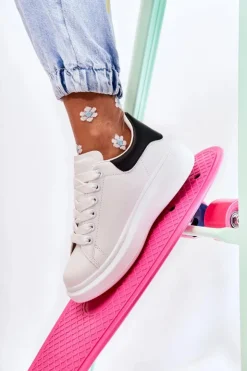 Damskie Boto Damskie Buty Sportowe Na Platformie Biało-Czarne Eliso