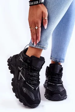 Clearance Big Star Shoes Damskie Buty Sportowe Na Masywnej Platformie Big Star KK274387 Czarne