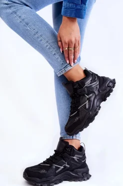 Clearance Big Star Shoes Damskie Buty Sportowe Na Masywnej Platformie Big Star KK274387 Czarne