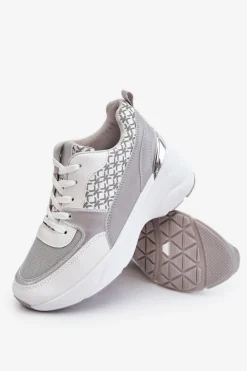 Sale Boto Damskie Buty Sportowe Na Platformie Biało-Szare Ferrina