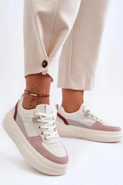Boto Buty Sportowe Na Platformie|Sneakersy Damskie*Damskie Buty Sportowe Na Masywnej Platformie Biało-Różowe Gemma