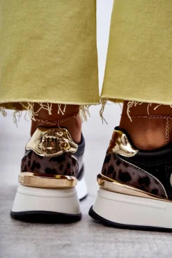 GOE Sneakersy Damskie*Damskie Buty Sportowe Na Koturnie KK2N4085 Czarne