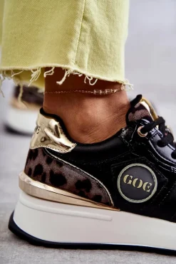 GOE Sneakersy Damskie*Damskie Buty Sportowe Na Koturnie KK2N4085 Czarne