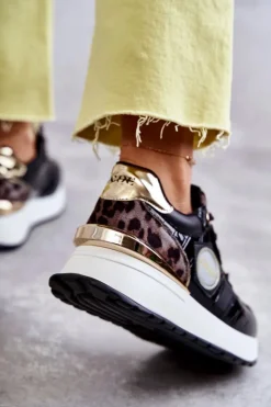 GOE Sneakersy Damskie*Damskie Buty Sportowe Na Koturnie KK2N4085 Czarne