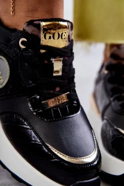 GOE Sneakersy Damskie*Damskie Buty Sportowe Na Koturnie KK2N4085 Czarne