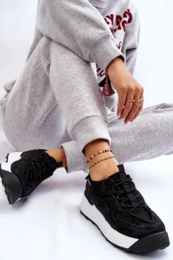 Damskie Boto Damskie Buty Sportowe Na Platformie Czarne Dakari