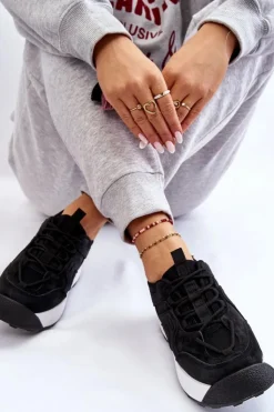 Damskie Boto Damskie Buty Sportowe Na Platformie Czarne Dakari