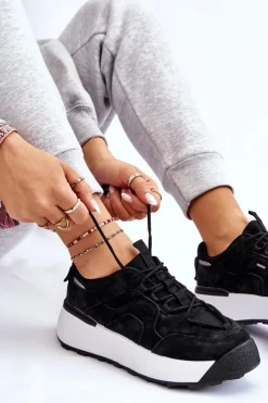 Damskie Boto Damskie Buty Sportowe Na Platformie Czarne Dakari