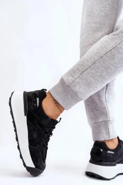 Damskie Boto Damskie Buty Sportowe Na Platformie Czarne Dakari