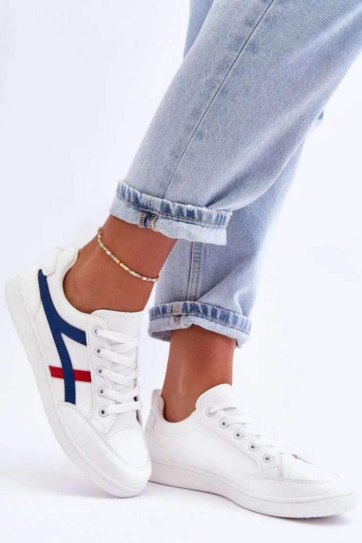 Boto Buty Sportowe Na Platformie|Sneakersy Damskie*Damskie Buty Sportowe Niskie z Paskami Białe Alemessa