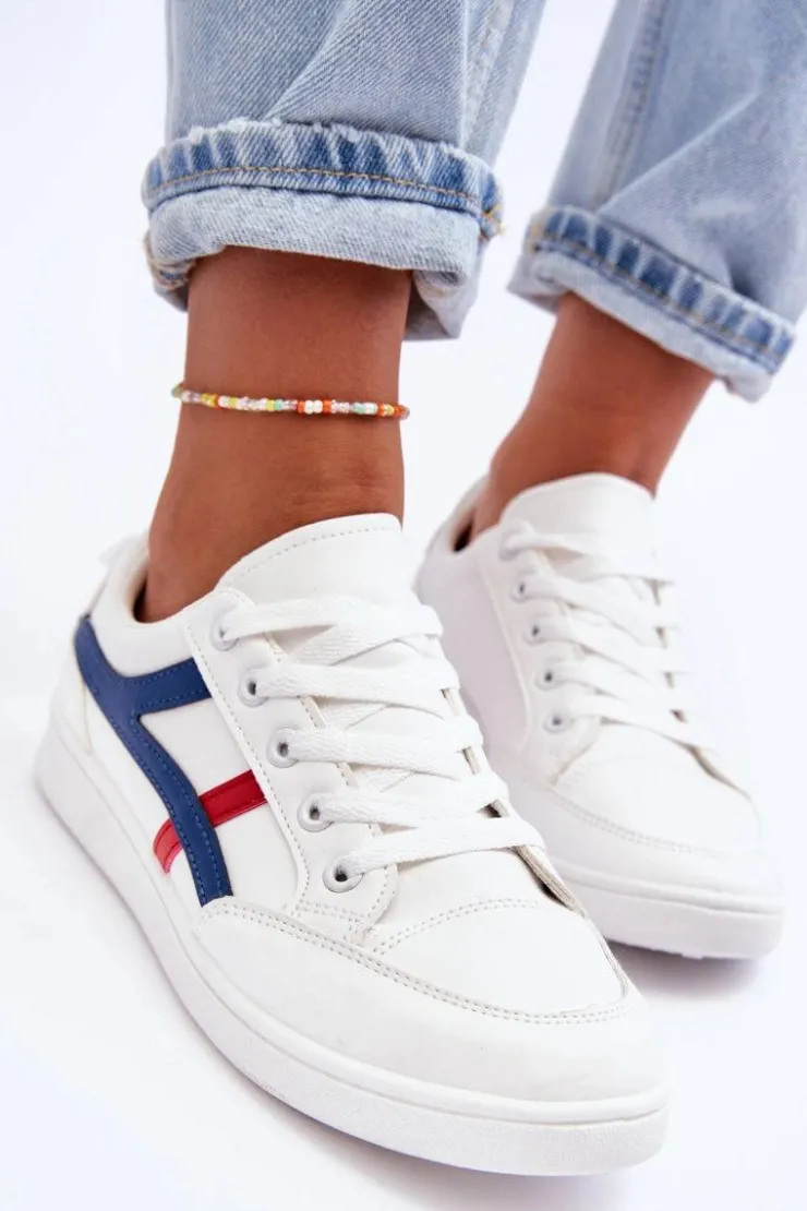 Boto Buty Sportowe Na Platformie|Sneakersy Damskie*Damskie Buty Sportowe Niskie z Paskami Białe Alemessa