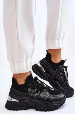 Damskie Boto Damskie Buty Sportowe Skarpetkowe Wsuwane Czarne Berna