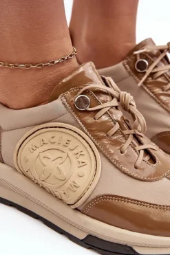 Damskie Maciejka Damskie Buty Sportowe Skórzane 06295-04 Beżowe