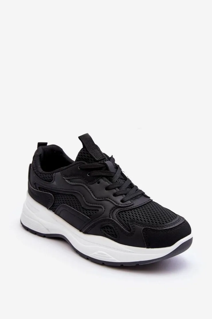 Boto Buty Sportowe Na Platformie|Sneakersy Damskie*Damskie Buty Sportowe Sneakersy Na Platformie Czarno-Białe Lomare