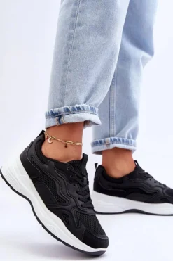 Boto Buty Sportowe Na Platformie|Sneakersy Damskie*Damskie Buty Sportowe Sneakersy Na Platformie Czarno-Białe Lomare