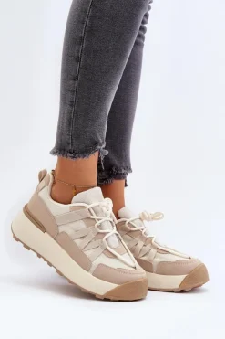 Discount Boto Damskie Buty Sportowe Sneakersy Beżowe Phyrena