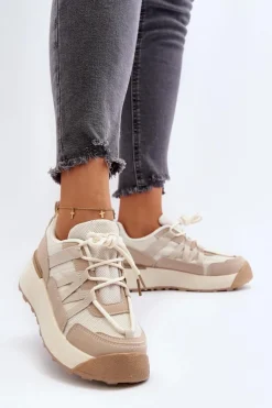 Discount Boto Damskie Buty Sportowe Sneakersy Beżowe Phyrena