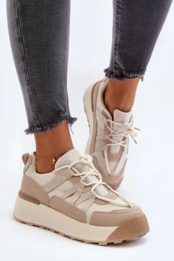 Discount Boto Damskie Buty Sportowe Sneakersy Beżowe Phyrena
