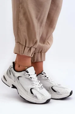 Online Boto Damskie Buty Sportowe Sneakersy Biało-Czarne Leranea