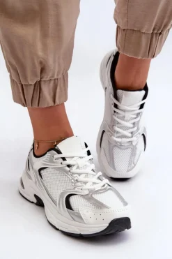 Online Boto Damskie Buty Sportowe Sneakersy Biało-Czarne Leranea
