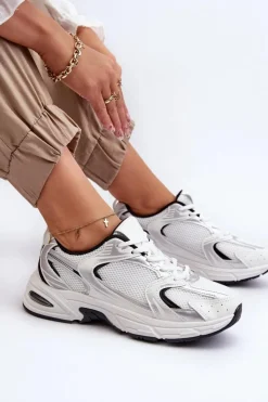 Online Boto Damskie Buty Sportowe Sneakersy Biało-Czarne Leranea