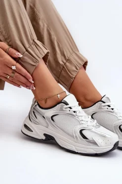 Online Boto Damskie Buty Sportowe Sneakersy Biało-Czarne Leranea