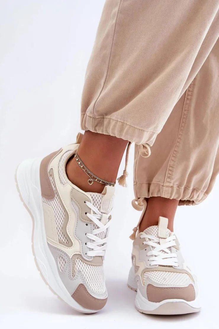 Boto Buty Sportowe Na Platformie|Sneakersy Damskie*Damskie Buty Sportowe Sneakersy Na Platformie Beżowe Lomare