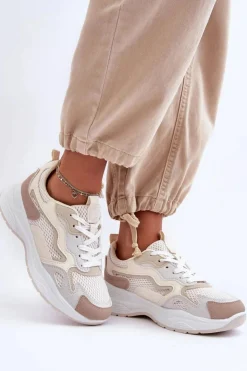 Boto Buty Sportowe Na Platformie|Sneakersy Damskie*Damskie Buty Sportowe Sneakersy Na Platformie Beżowe Lomare