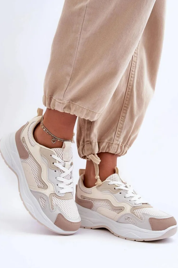 Boto Buty Sportowe Na Platformie|Sneakersy Damskie*Damskie Buty Sportowe Sneakersy Na Platformie Beżowe Lomare