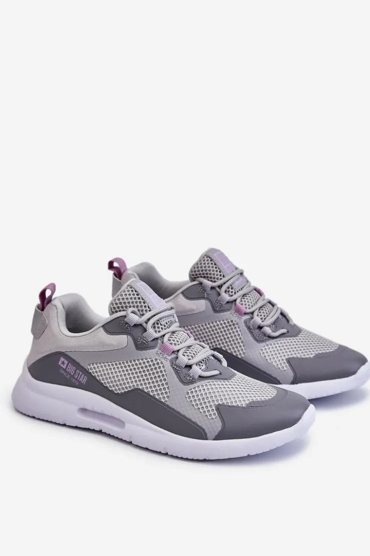 New Big Star Shoes Damskie Buty Sportowe Sneakersy Big Star LL274371 Szare Szary