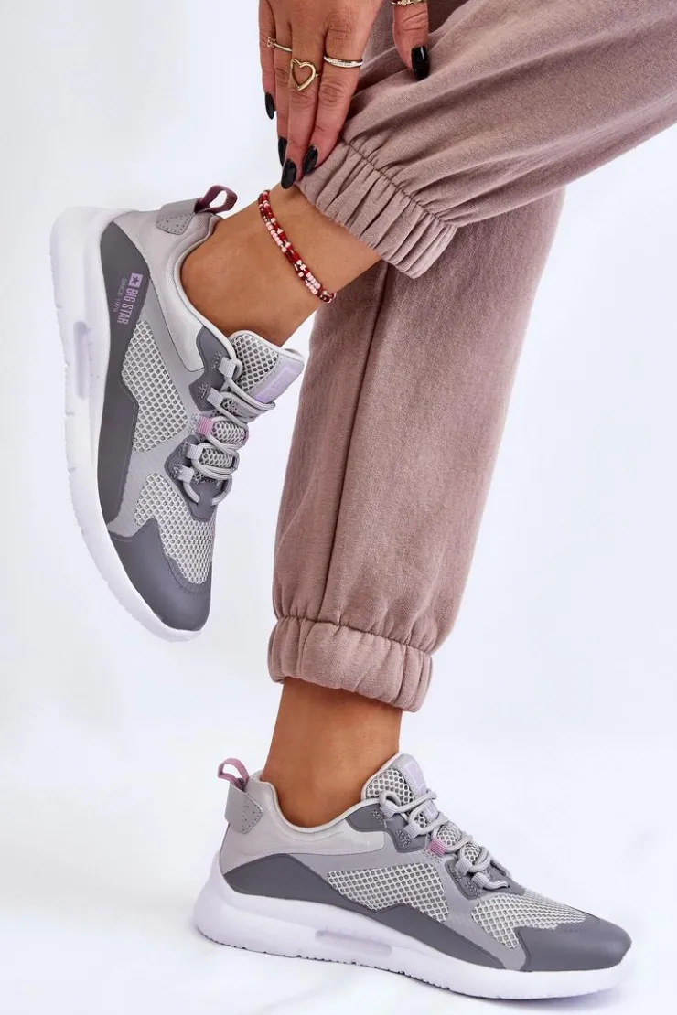 New Big Star Shoes Damskie Buty Sportowe Sneakersy Big Star LL274371 Szare Szary