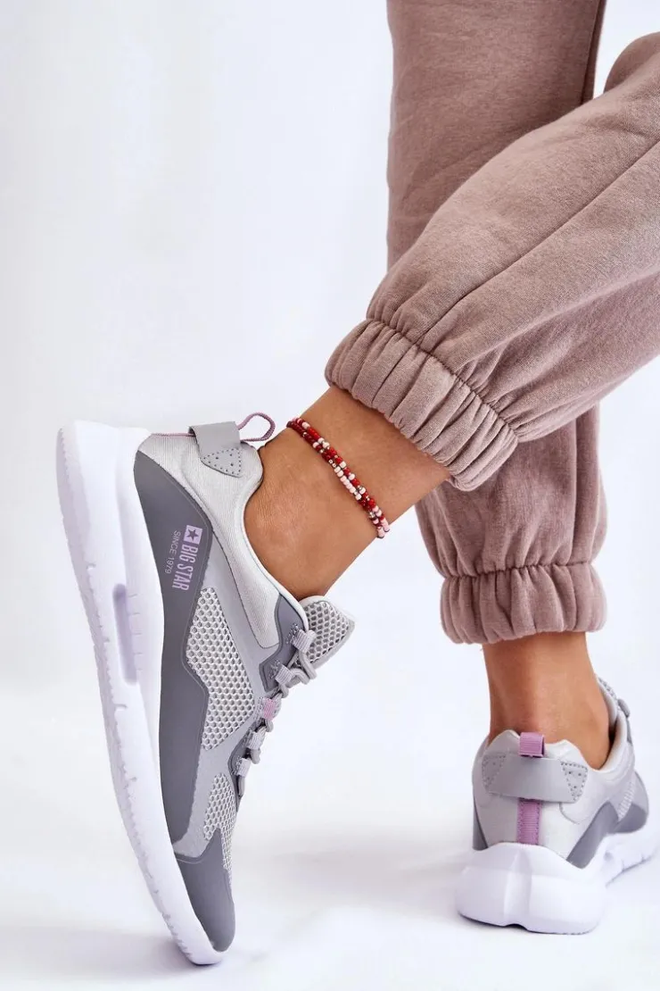 New Big Star Shoes Damskie Buty Sportowe Sneakersy Big Star LL274371 Szare Szary