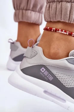 New Big Star Shoes Damskie Buty Sportowe Sneakersy Big Star LL274371 Szare Szary