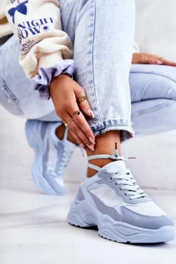 Damskie Boto Damskie Buty Sportowe Sneakersy Niebieskie Bacaris